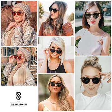 SOJOS Small Round Classic Polarized Sunglasses for Women Men Vintage Style UV400 Lens SJ2113, Black/Grey