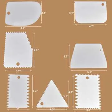 Jzszera Cake Scraper Set - 7 Flexible Tools for Cake Decorating & Baking