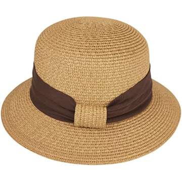 Lanzom Women's Wide Brim Straw Sun Hat - Foldable & Packable