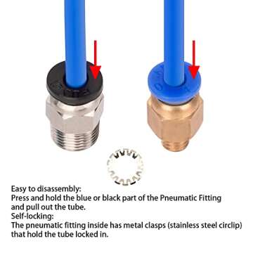 Aokin 10 Pcs PC4-M6 and PC4-M10 Pneumatic Fitting Set for 3D Printers