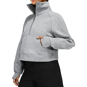 Stylish LASLULU Fuzzy Cropped Sweatshirt for Comfort