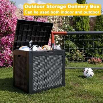 Vixzen 31 Gallon Resin Deck Box, Lockable Outdoor Storage Box for Patio Cushions Storage Furniture,Garden Tools, Pool Supplies, Weatherproof and UV Resistant- Black