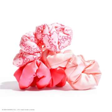 Hello Kitty x Kitsch Fabric Scrunchies - No Crease Hair Ties for Girls, Cute Puffy Scrunchies for Wo...