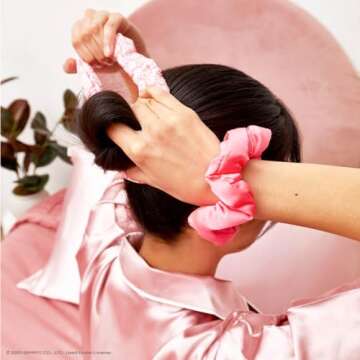 Hello Kitty x Kitsch Fabric Scrunchies - No Crease Hair Ties for Girls, Cute Puffy Scrunchies for Women, Scrunchie For All Hair Types, 3 Pcs