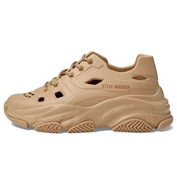 Steve Madden Women's Possessive Chunky Sneakers - Stylish Platform Shoes with Trendy Design,Tan,8