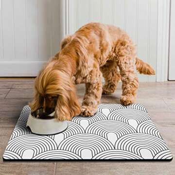 Dog Food Mats for Floors Super Absorbent, Pet Cat Food Mat - Non Slip Dog Bowl Mats for Food and Wat...