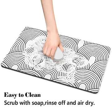 Dog Food Mats for Floors Super Absorbent, Pet Cat Food Mat - Non Slip Dog Bowl Mats for Food and Water, Eco-Friendly Boho Dog Placemats Feeding Mat