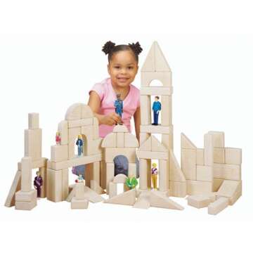 Constructive Playthings Wooden Unit Blocks for Kids (82 pcs.)