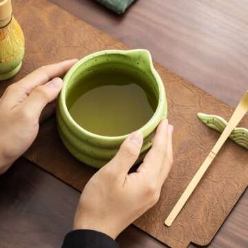 7Pcs Japanese Matcha Tea Set, Matcha Kit with Matcha Bowl (with Pouring Spout), Matcha Whisk, Whisk Holder, Strainer - Elegant Matcha Set for Gifting and Personal Use, Gift Box Packaging