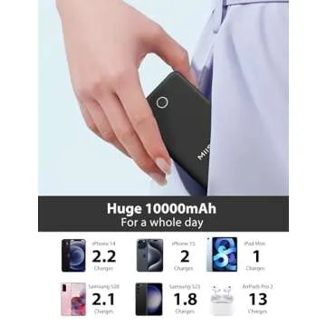 10000mAh Slim Portable Charger with Built-in Cables