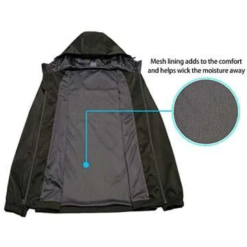 Mapamyumco Men's Lightweight Windbreakers with Hood for Travel Hiking Golf,Windproof Casual Spring Jackets Olive Green L