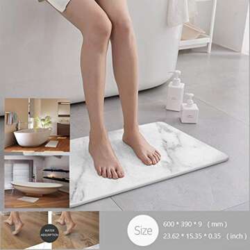 Diatomaceous Earth Hyper Dry Absorbent Stone Bath Mat – Japanese Design Bathroom Floor Non-Slip Fast Water Absorbent Drying Natural Safe Diatomite Foot Pad Easy to Clean