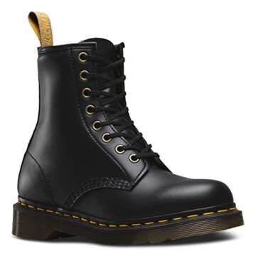 Dr. Martens Unisex Vegan 1460 8 Eye Boot, Black Felix Rub Off, 7 Women/6 Men