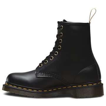 Dr. Martens Unisex Vegan 1460 8 Eye Boot, Black Felix Rub Off, 7 Women/6 Men