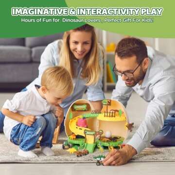 Dinosaur Toys for Kids 3-5, Interactive Set of Dino Toys, Dinosaur Toys for Boys Girls, Dino Egg Amusement Park with Dinosaur Figure Toys Dinosaur Cars, Toddler Toys for Birthday Gifts