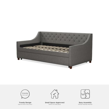 Novogratz Her Majesty Upholstered Daybed and Trundle - Stylish Comfort