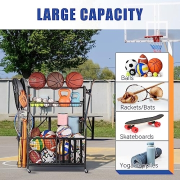 Mythinglogic Sports Organizer for Garage with Hooks and Baskets