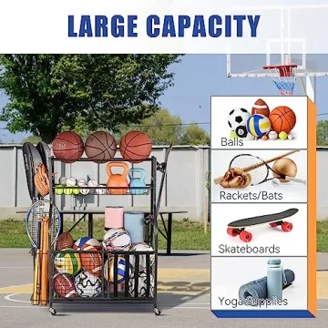 Mythinglogic Sports Organizer for Garage with Hooks and Baskets