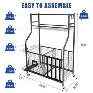 Mythinglogic Sports Organizer for Garage with Hooks and Baskets