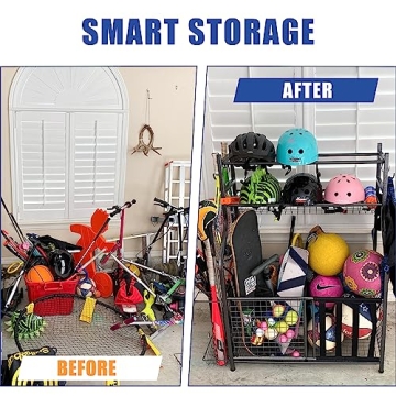Mythinglogic Sports Organizer for Garage with Hooks and Baskets
