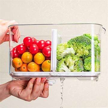 SANNO Vegetable Fruit Storage Containers, Refrigerator Storage Containers Fresh Produce Saver with Lids and Vents,Stackable Salad Lettuce Keeper for Refrigerator,BPA-free Stay Fresh Containers Bin