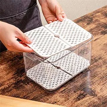 SANNO Fresh Produce Saver Container for Organized Fridges