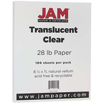 Premium JAM PAPER 28lb Translucent Vellum - 100 Sheets for Crafts
