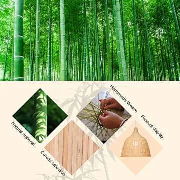 KIRIN Bamboo Rattan Hanging Lamp Pendant Light for Home