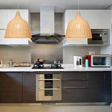 KIRIN Bamboo Rattan Hanging Lamp Pendant Light for Home