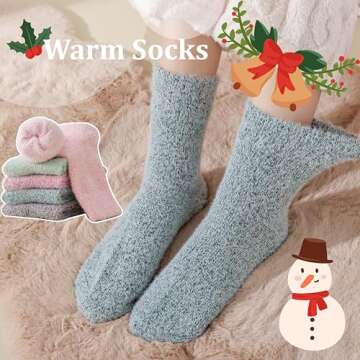 Marchare Women Wool Warm Thick Fluffy Socks Winter Fuzzy Cozy Socks For Women Pink/Dark Pink/Light G...