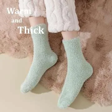 Marchare Women Wool Warm Thick Fluffy Socks Winter Fuzzy Cozy Socks For Women Pink/Dark Pink/Light Green/Dark Green/Liner Brown 5-8