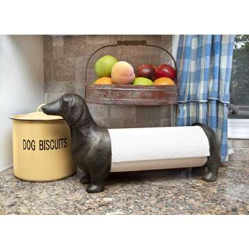 Creative Co-Op Dachshund Dog Paper Towel Holder Entertaining Tools, Bronze