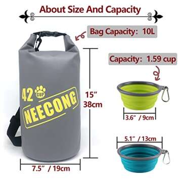 NEECONG Dog Food Travel Bag With Collapsible Bowls - 10L Waterproof System for Pet Adventures