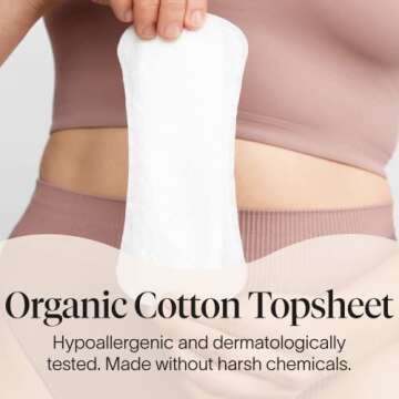Cora Period Long Liners | 100% Organic Cotton Topsheet | Ultra Thin, Quick Absorbency | Hypoallergenic | Dermatologically Tested | Unscented, No Wings (36 Long Liners)