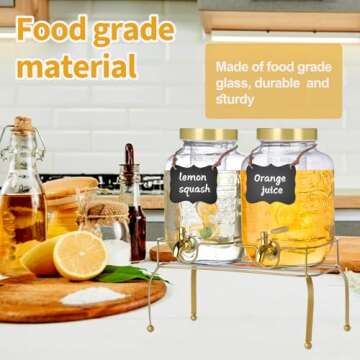 Elegant 1 Gallon Glass Drink Dispenser Set for Parties