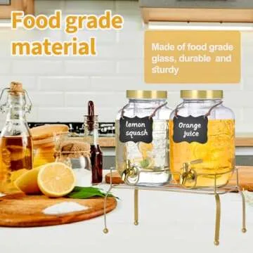 Elegant 1 Gallon Glass Drink Dispenser Set for Parties