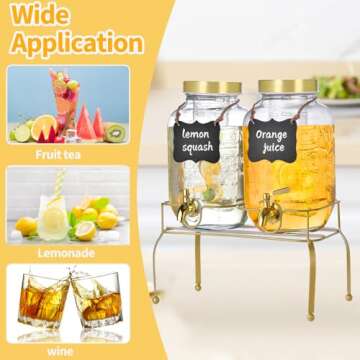 Elegant 1 Gallon Glass Drink Dispenser Set for Parties