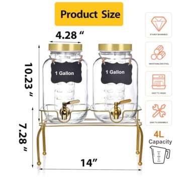 Elegant 1 Gallon Glass Drink Dispenser Set for Parties