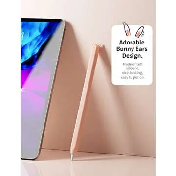 2 Pack Cute Ear Case Silicone Skin Cover Compatible with Apple Pencil 2nd Generation Accessories Compatible with iPad Pro 11 12.9 inch,White&Pink