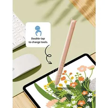 2 Pack Cute Ear Case Silicone Skin Cover Compatible with Apple Pencil 2nd Generation Accessories Compatible with iPad Pro 11 12.9 inch,White&Pink