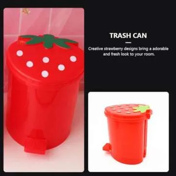 PRETYZOOM Strawberry Desktop Trash Can for Small Spaces