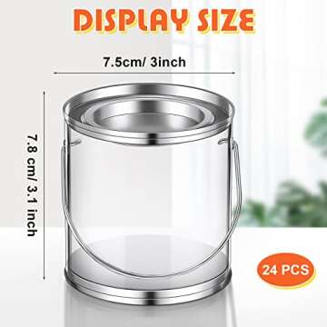 Tuanse Paint Cans Clear Plastic Paint Cans 3 x 3 Inches Mini Empty Bucket with Lids Small Transparent Paint Containers for Art Crafts Candy DIY Projects Christmas Party Favor Decor(18 Pack)