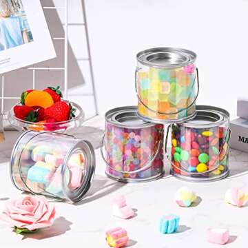 Tuanse Paint Cans Clear Plastic Paint Cans 3 x 3 Inches Mini Empty Bucket with Lids Small Transparent Paint Containers for Art Crafts Candy DIY Projects Christmas Party Favor Decor(18 Pack)