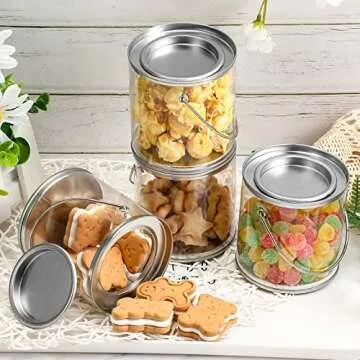 Tuanse Paint Cans Clear Plastic Paint Cans 3 x 3 Inches Mini Empty Bucket with Lids Small Transparent Paint Containers for Art Crafts Candy DIY Projects Christmas Party Favor Decor(18 Pack)