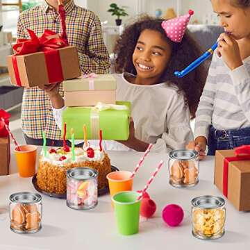 Tuanse Paint Cans Clear Plastic Paint Cans 3 x 3 Inches Mini Empty Bucket with Lids Small Transparent Paint Containers for Art Crafts Candy DIY Projects Christmas Party Favor Decor(18 Pack)