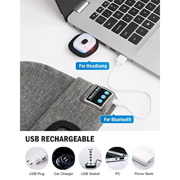 Wmcaps Bluetooth Beanie with LED Light and Headphones