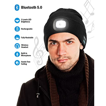 Wmcaps Bluetooth Beanie with LED Light and Headphones