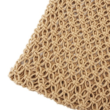 Ayliss Handmade Straw Bag Travel Beach Fishing Net Handbag Shopping Woven Shoulder Bag for Women(Khaki)