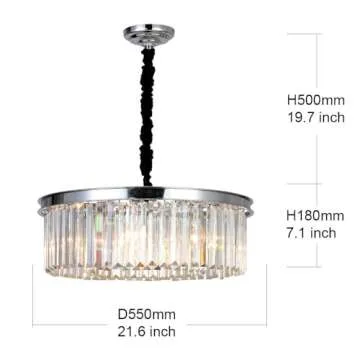 MEELIGHTING Crystal Chrome Chandelier Modern Chandeliers Lighting Pendant Ceiling Light Fixture 2-Tier for Dining Room Living Room Kitchen Island W21.6