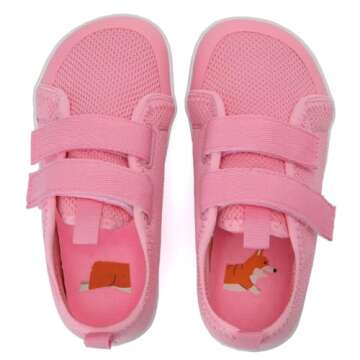 WateLves Toddler Little Kid Wide Barefoot The First Walking Shoes Girls Boys Breathable Lightweight Splay Naturally Minimalist Sneakers(Pink,24)